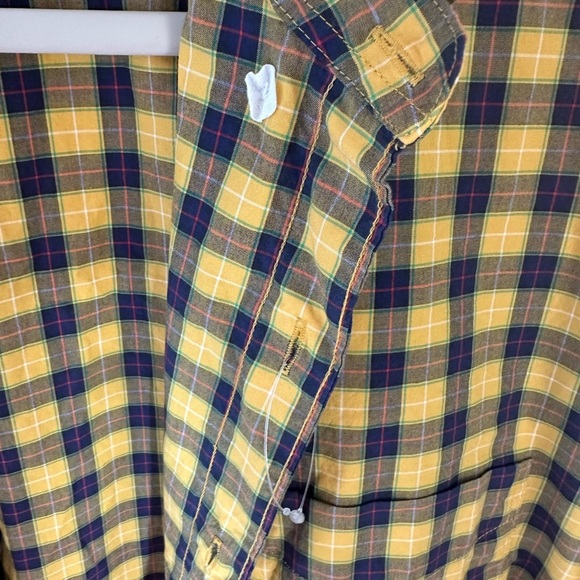 J.Crew yellow plaid Secret Wash Classic Cotton Poplin Shirt size XXL tall - Picture 6 of 8